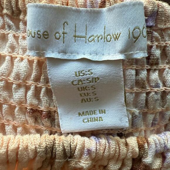 House of Harlow Puff Sleeve Midi Dress Small Palm Floral Cottagecore Feminine S - Picture 6 of 9